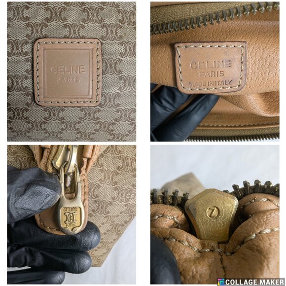 Celine Macadam Vintage Clutch Bag Beige Pouch Made in Italy - Picture 5 of 10